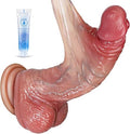 ULTRAMAN Realistic Curved Dildo with Suction Base – Textured Dual-Ended Adult Wellness Toy with Lubricant
